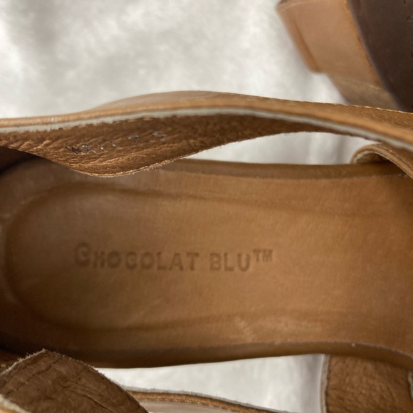 Chocolat Blu Tan Strappy Wedge Sandals - Picture 7 of 7